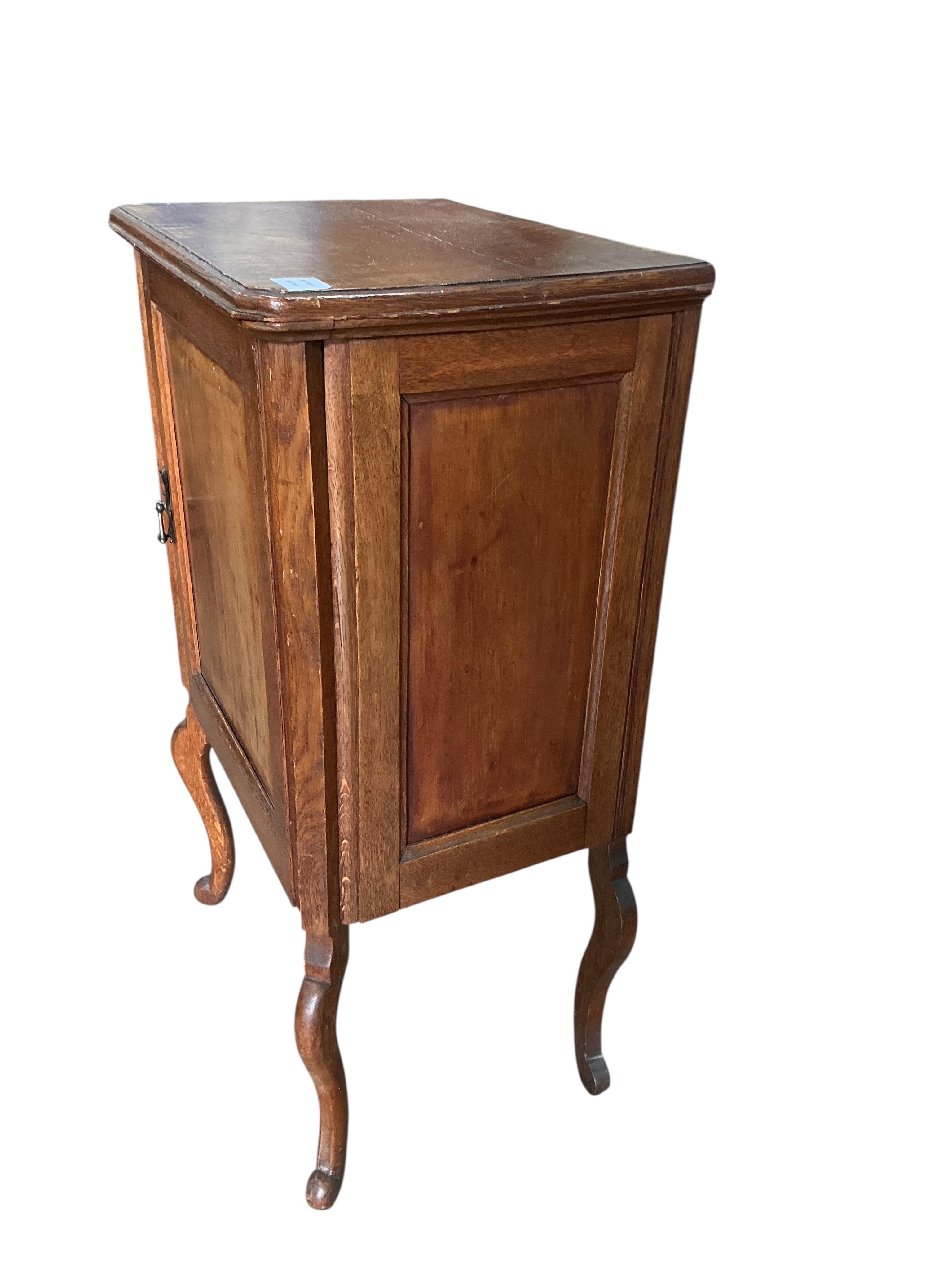 A 19th century French oak side cabinet, width 54cm, depth 38cm, height 94cm